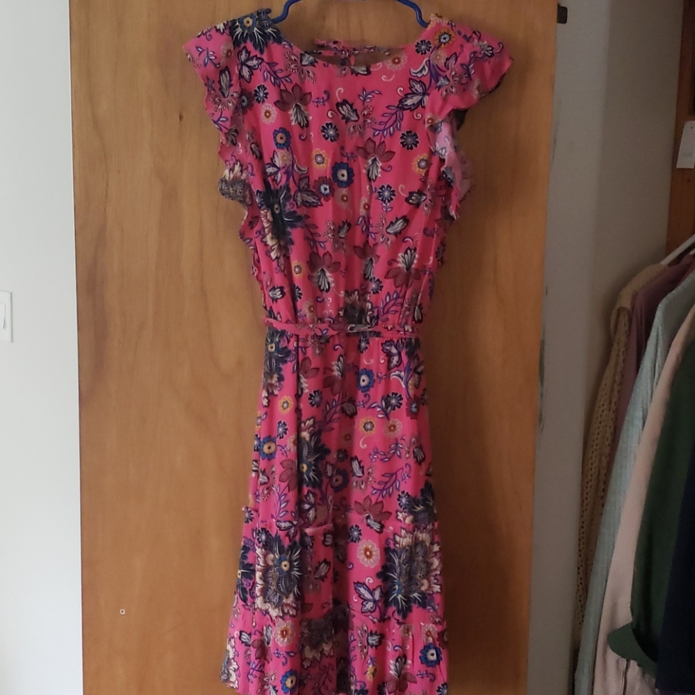 LOFT Pink floral summer dress - petite